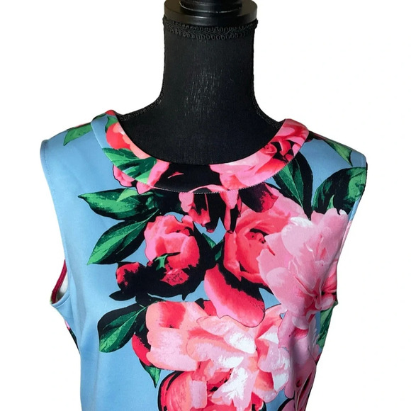 VINCE CAMUTO Pink and blue floral ruffle midi dress Size 14 - Picture 4 of 12